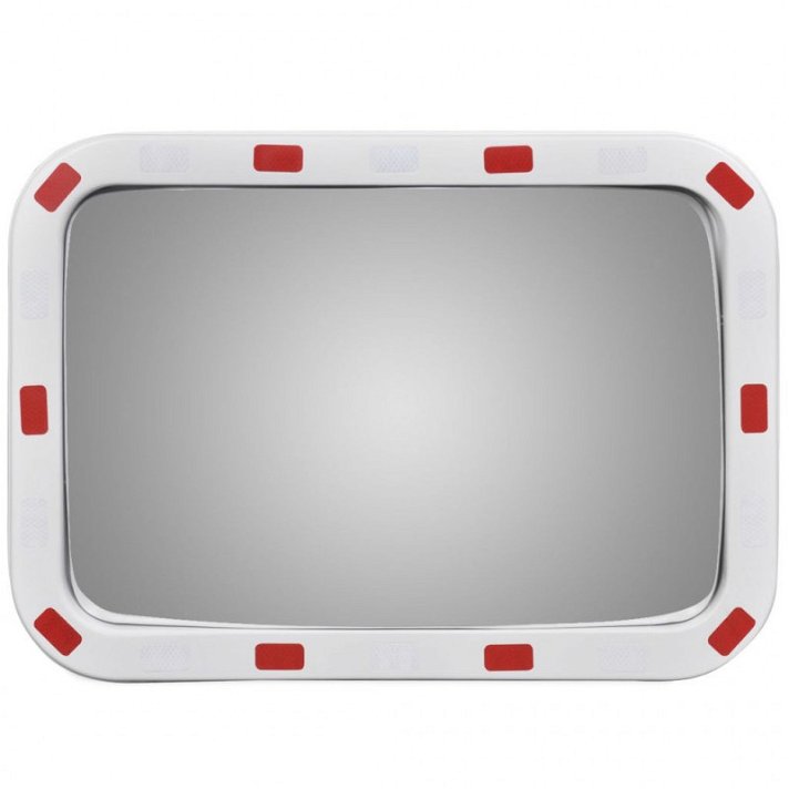 Espejo convexo rectangular para tráfico 60x40cm marco con reflectores plástico PC Vida XL