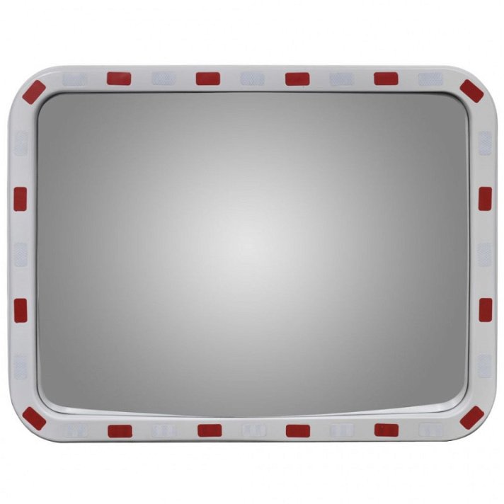 Espejo convexo rectangular para tráfico 80x60cm marco con reflectores plástico PC Vida XL