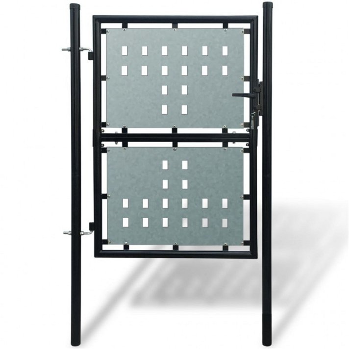 Verja negra con una puerta de entrada fabricada en acero de 100 x 250 cm Vida XL