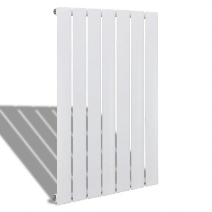 Radiador de 7 barras planas montable en pared 542x900mm acero bajo en carbono blanco Vida XL