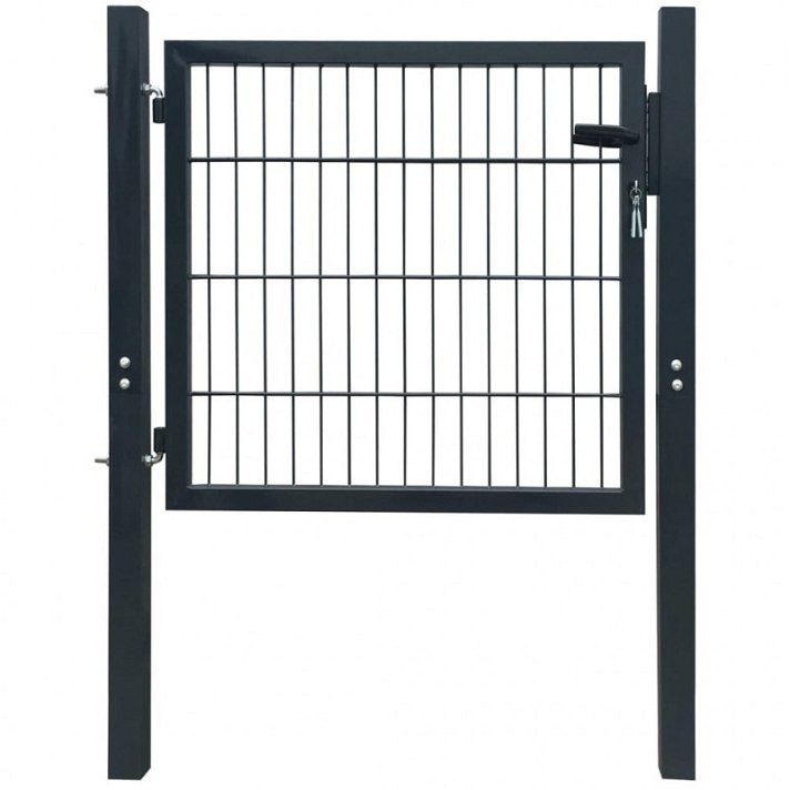 Puerta 2D de reja de color gris antracita fabricada en acero de 106x130 cm Vida XL