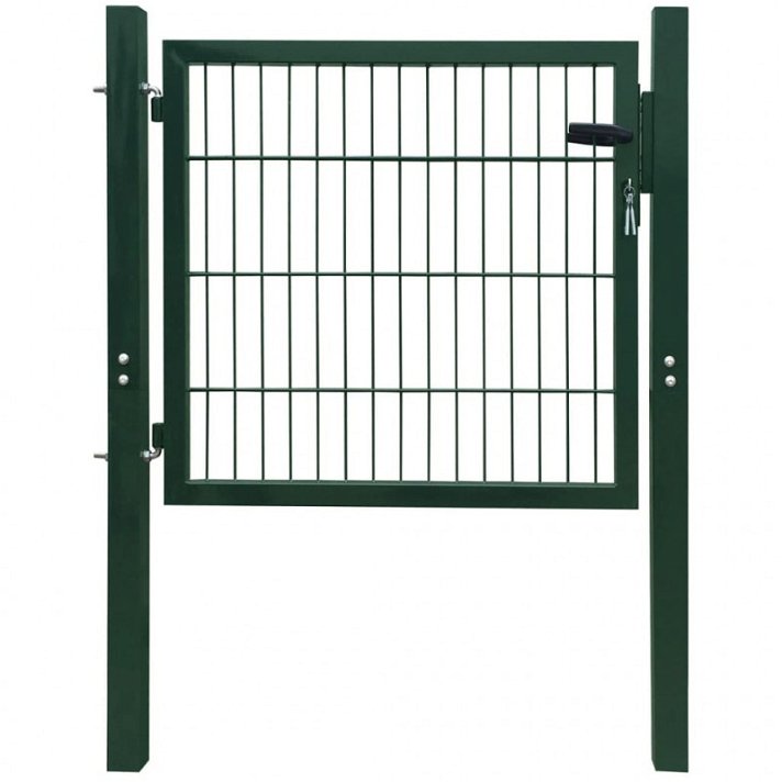 Puerta 2D de reja verde fabricada en acero con revestimiento en polvo de 106x130 cm Vida XL