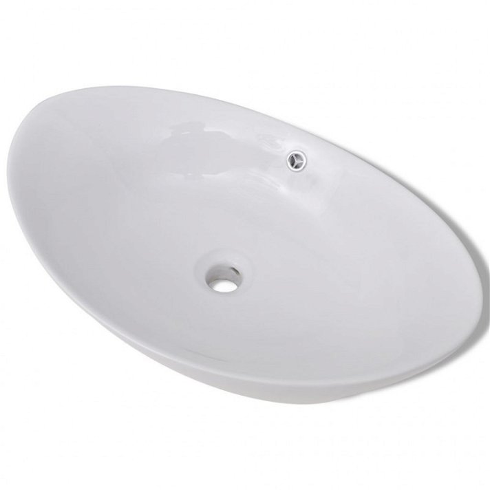 Vasque sur plan ovale blanche 59 x 38 x 19 cm Vida XL