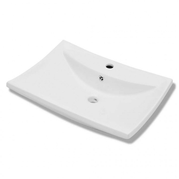 Lavabo de baño rectangular blanco 60x44x17 cm VidaXL