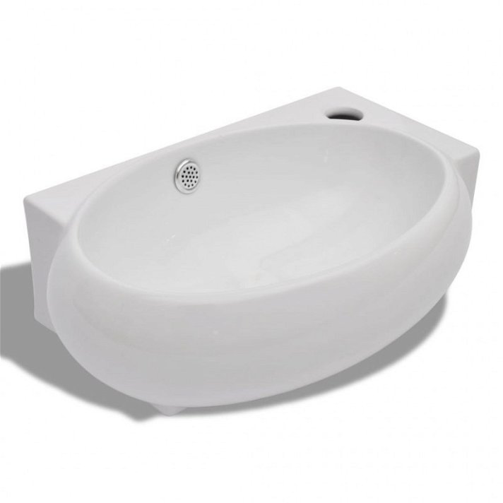 Lavabo de baño blanco con rebosadero de 41x28x12 cm VidaXL