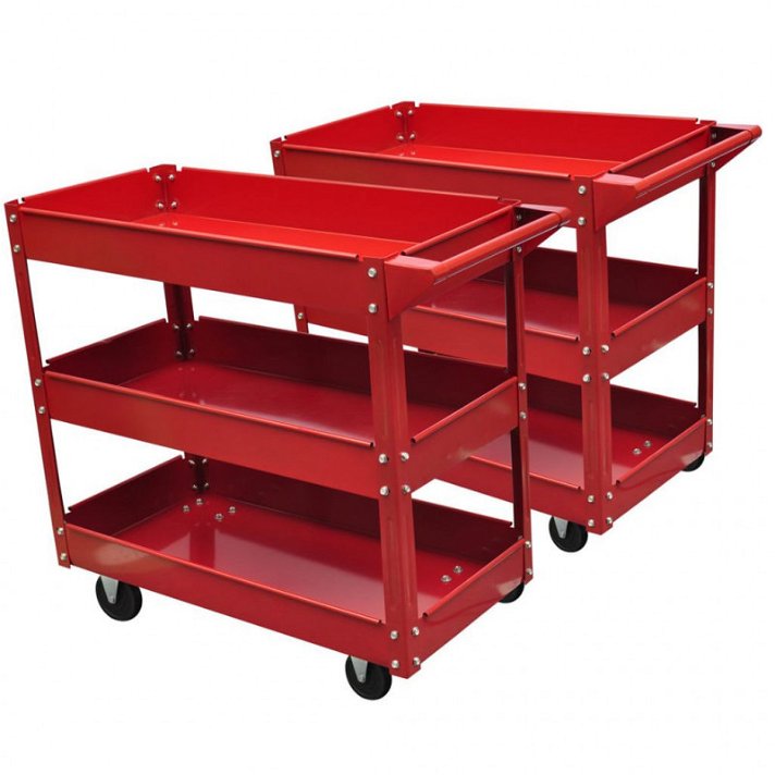 Pack de carritos de tres estantes rojo Vida XL
