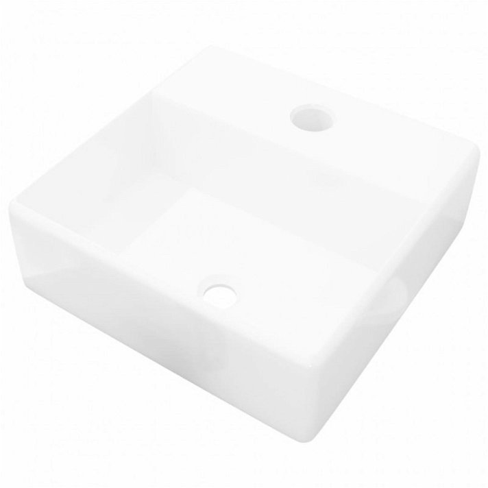 Lavabo de baño rectangular blanco 38x30x11 cm VidaXL