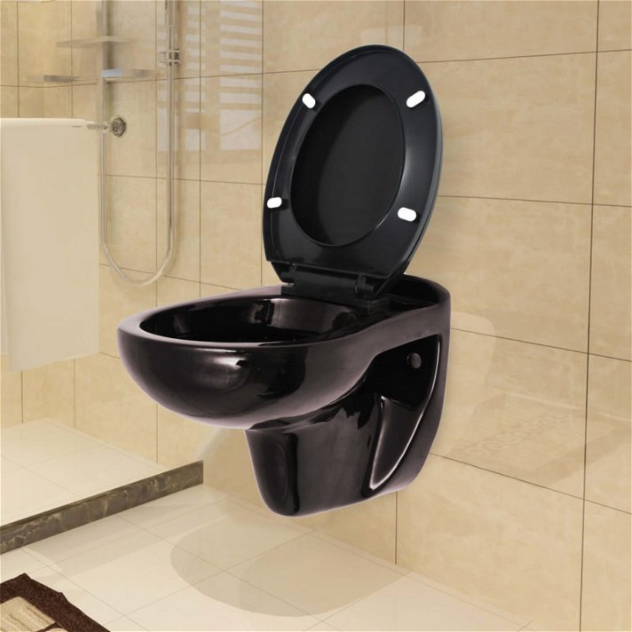 Inodoro WC de montaje en pared con cierre suave cerámica marrón oscuro Vida XL