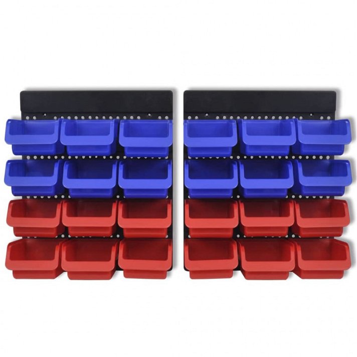 Kit d'organisation d'outils muraux Vida XL bleu et rouge