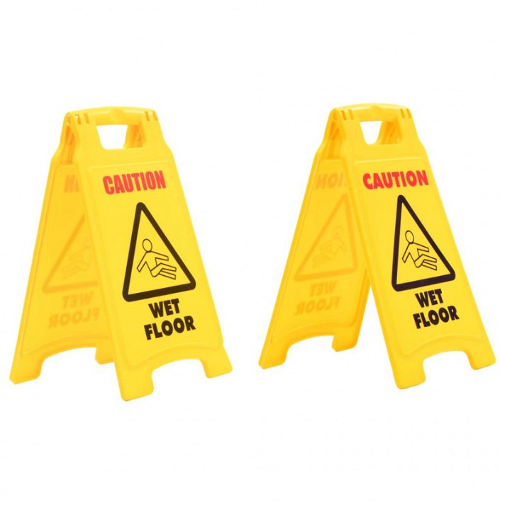 Pack de señales de precaución de suelo mojado 47 cm de plástico amarillo brillante Vida XL