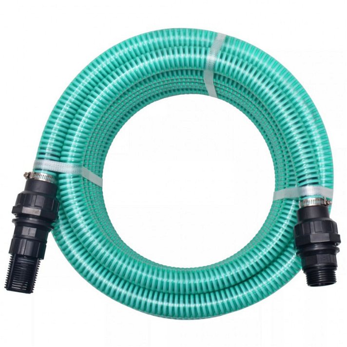 Manguera de succión con conectores equipada con válvula de pie y filtro 4 m color verde Vida XL