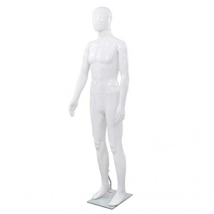 Manichino uomo completo base vetro bianco lucido 185cm Vida XL