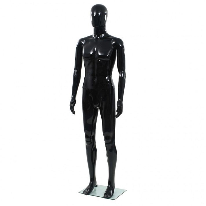 Manichino uomo completo base vetro nero lucido 185cm Vida XL
