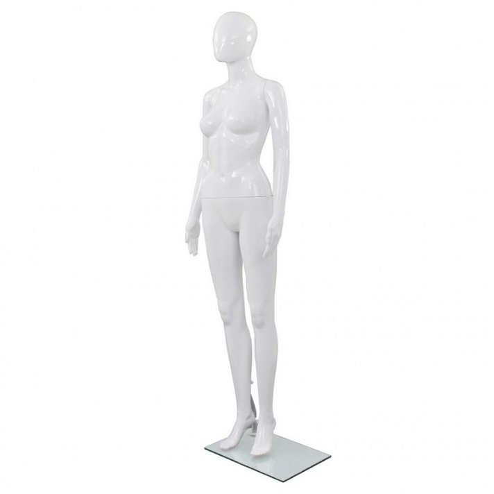Maniquí de mujer completo base de vidrio blanco brillante 175cm Vida XL