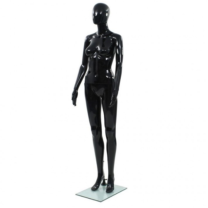 Maniquí de mujer completo base de vidrio negro brillante 175cm Vida XL