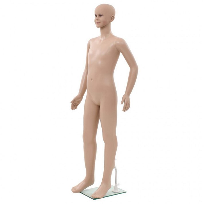 Maniquí de niño de cuerpo completo base de vidrio beige 140cm Vida XL