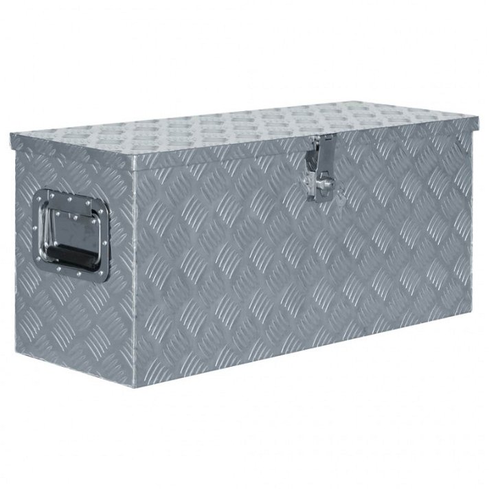 Caja de aluminio multiusos plateada dos asas 80x30x35 cm VidaXL
