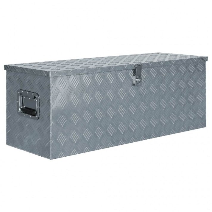 Boîte polyvalente en aluminium argenté avec deux poignées 110x38x40 cm VidaXL