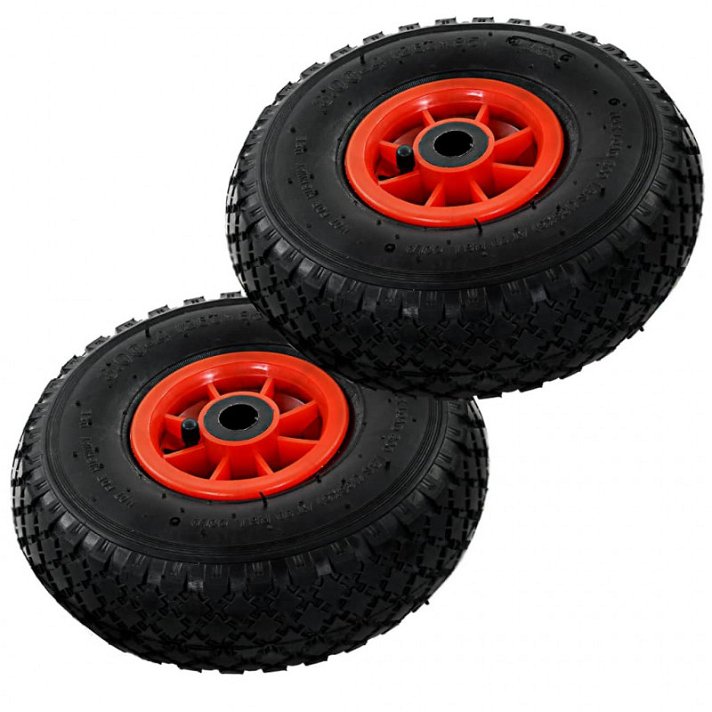 Confezione di ruote di ricambio per carriola in gomma nera con bordo in plastica rossa Ø 26x8,3 cm Vida XL