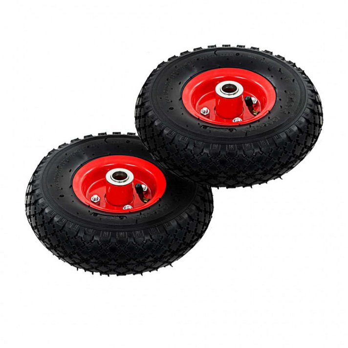 Pack de ruedas para carretillas de repuesto de goma con llanta de metal negra y roja Ø 260x85 mm VidaXL