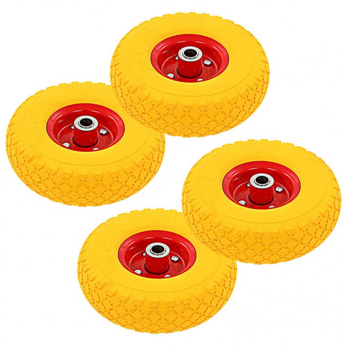 Set di ruote per carrello di ricambio in gomma con cerchio di metallo gialle 26x8,5 cm Vida XL