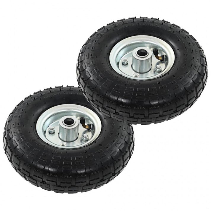 Set di ruote per carrello di ricambio in gomma con cerchio in metallo nero 26x8,3 cm Vida XL