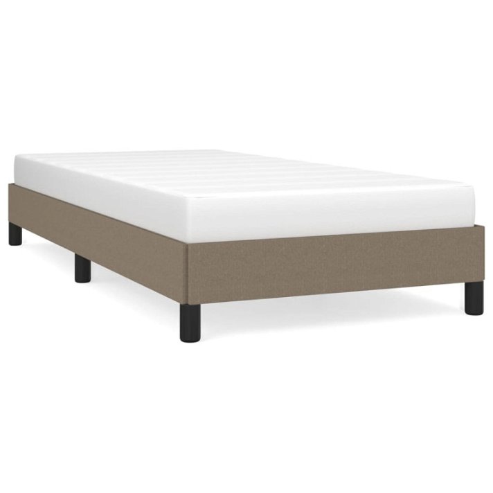 Estructura de cama fabricada en madera y tela de color gris taupe de 25 cm de alto VidaXL