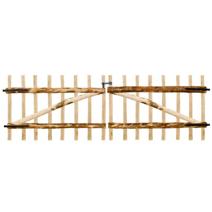 Puerta doble para valla fabricada en madera de avellano 300x100 cm color marrón impregnado Vida XL
