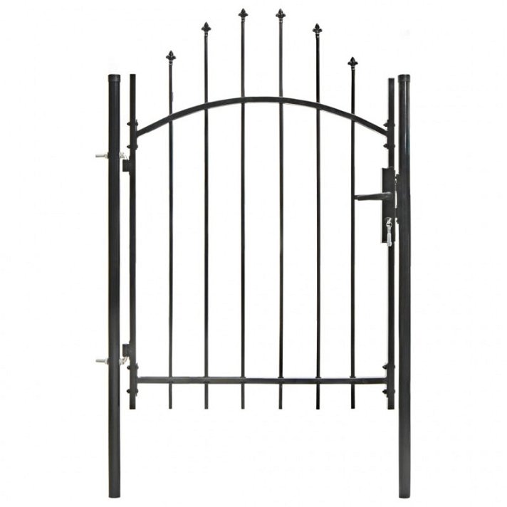 Puerta de jardín fabricada en acero con revestimiento en polvo color negro Vida XL