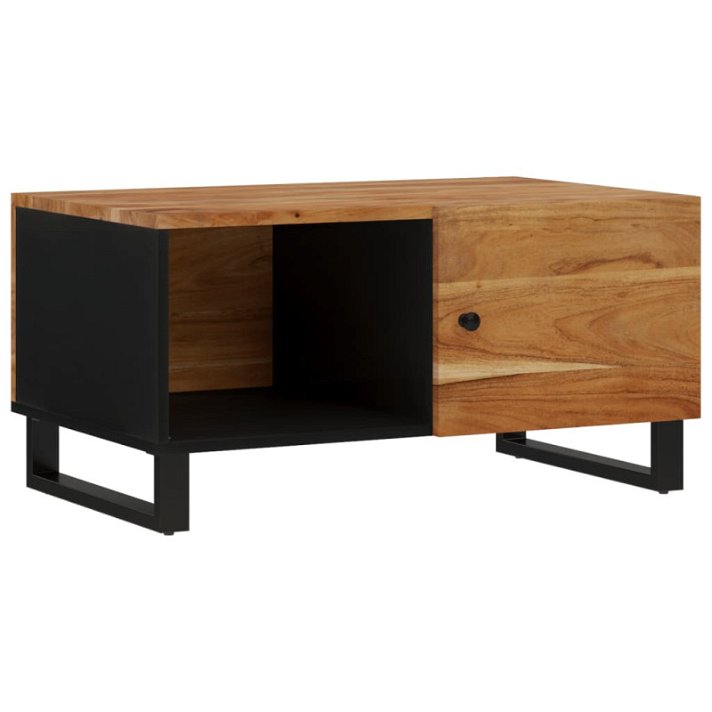 Mesa de centro fabricada en madera maciza de acacia y metal de color negro VidaXL