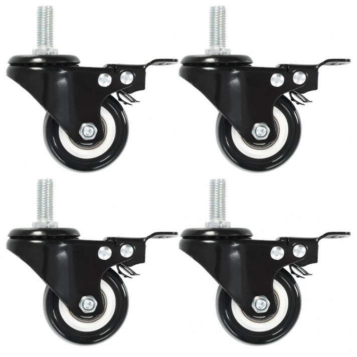 Pack de ruedas giratorias con frenos de poliuretano y hierro 50 mm color negro Vida XL