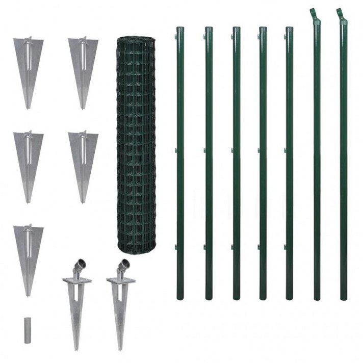 Set Euro recinzione acciaio verde 1000x150 cm 100x100 mm Vida XL