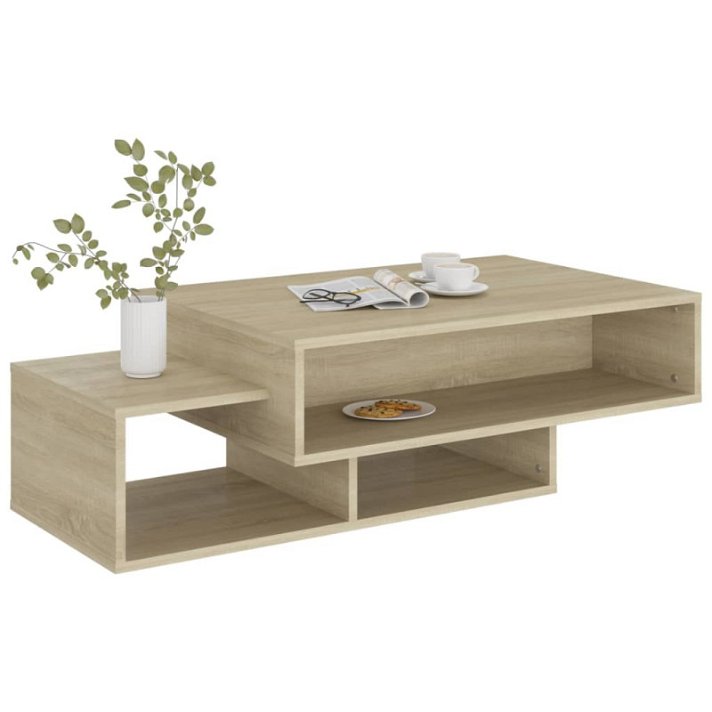 Mesa de centro rectangular fabricada en madera aglomerada con un acabado en roble sonoma VidaXL