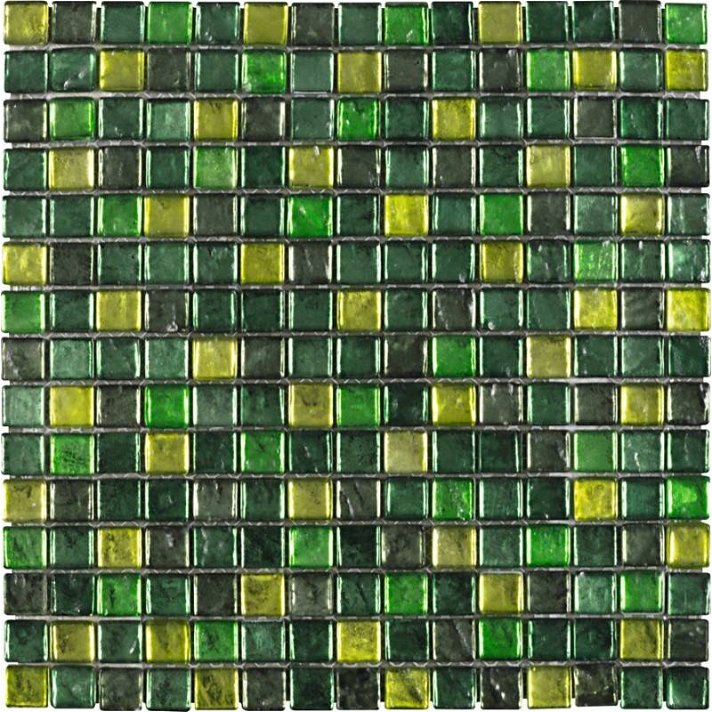 Mosaico fabricado en cristal en baldosas de 29 cm y de acabado verde Hadar Dekostock