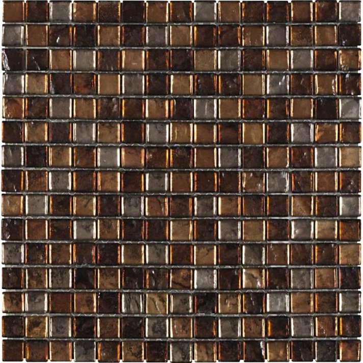 Mosaico fabricado en cristal en baldosas de 29 cm y de acabado tierra brillo Rigel Dekostock