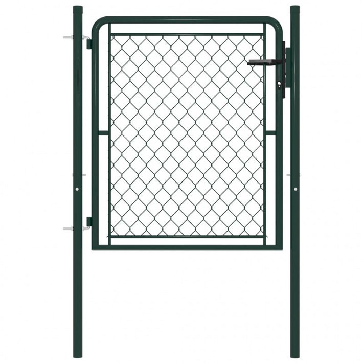 Puerta para jardín fabricada en acero de color verde y de 100x100 cm con un juego de candado Vida XL