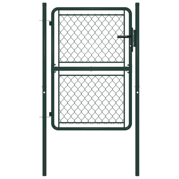 Puerta de valla para jardín fabricada en acero de color verde y de 100x125 cm Vida XL