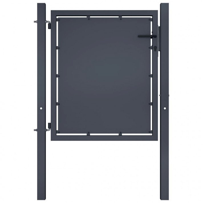 Puerta de valla para jardín de acero reforzada y de color gris antracita Vida XL