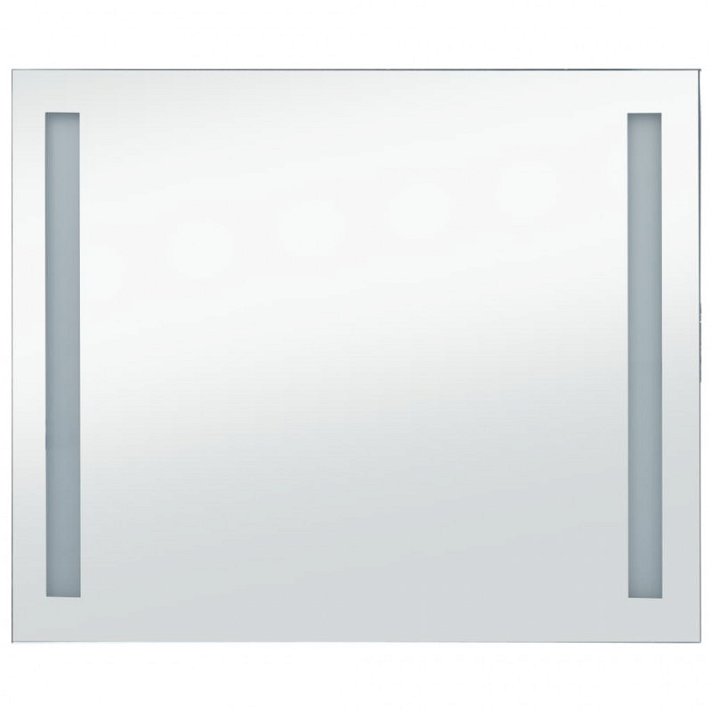 Espejo de baño de pared de tiras anchas LED plateado VidaXL