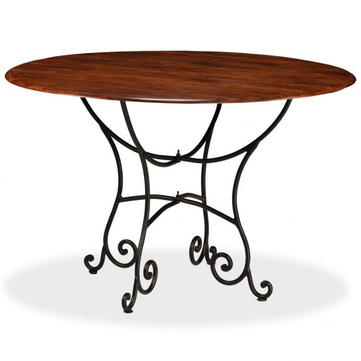 Tavolo in legno massiccio di acacia con finitura sheesham rotondo Vida XL