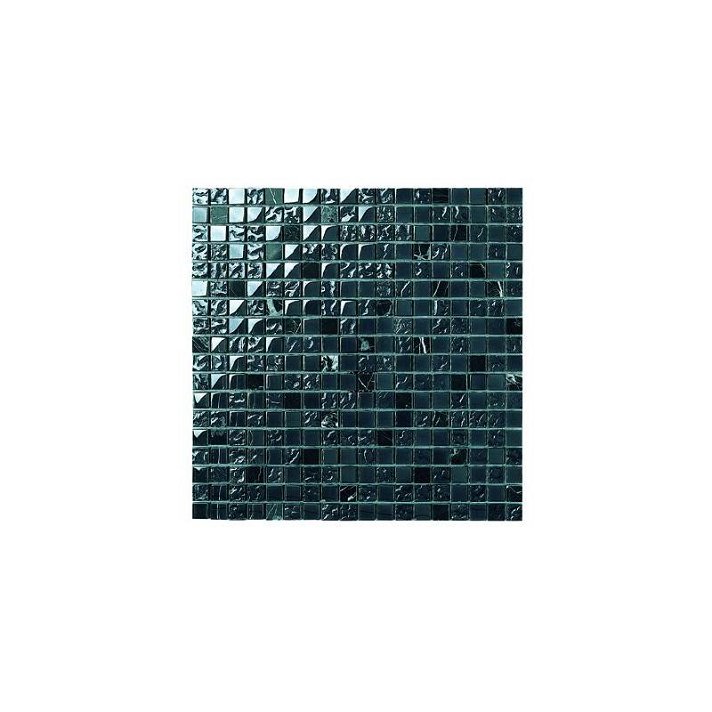 Mosaico de cristal y piedra en baldosas de 30 cm de acabado brillo en tonos negros Atlántida Dekostock
