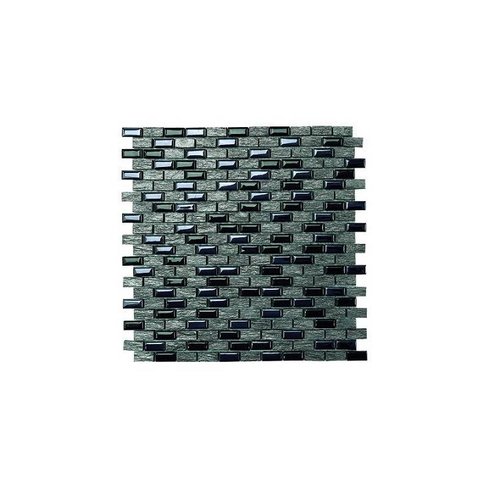 Mosaico en piezas de 29 cm fabricado en piedra y porcelana en tonos de negro satinado Namia Dekostock