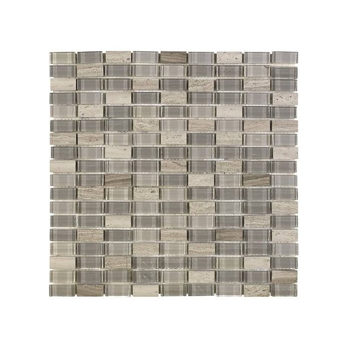Mosaico en piezas de 30 cm fabricado en piedra y porcelana de acabado piedra gris Aran Dekostock