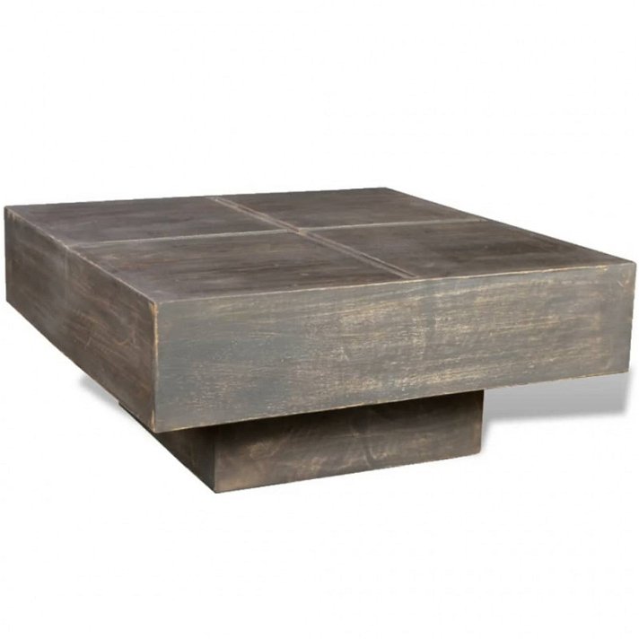 Mesa auxiliar de madera de mango marrón oscuro cuadrada Vida XL