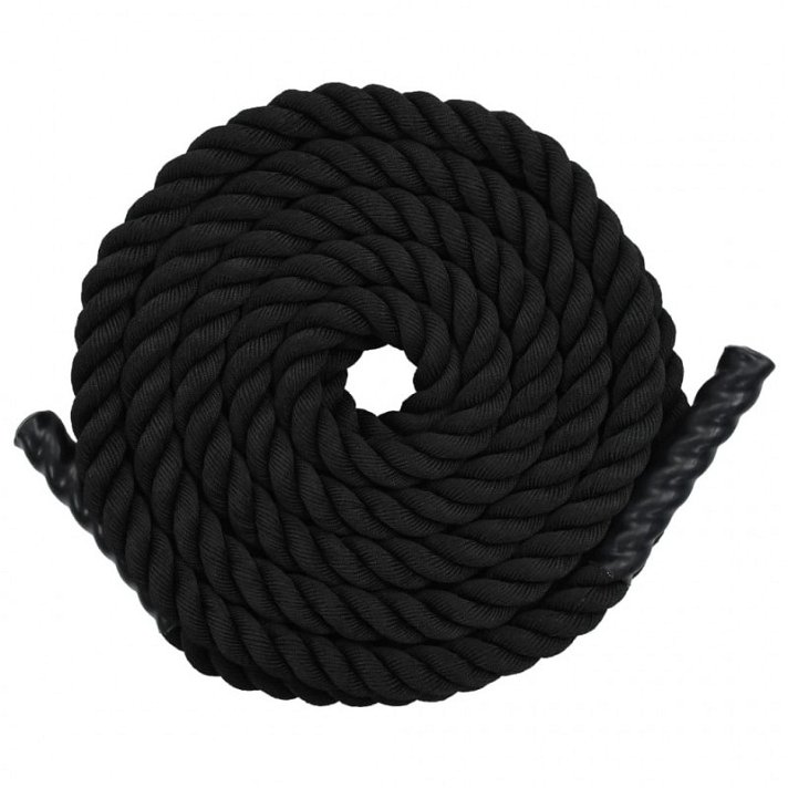 Cuerda ondulatoria hecha de poliéster trenzado y extremos de plástico color negro Vida XL