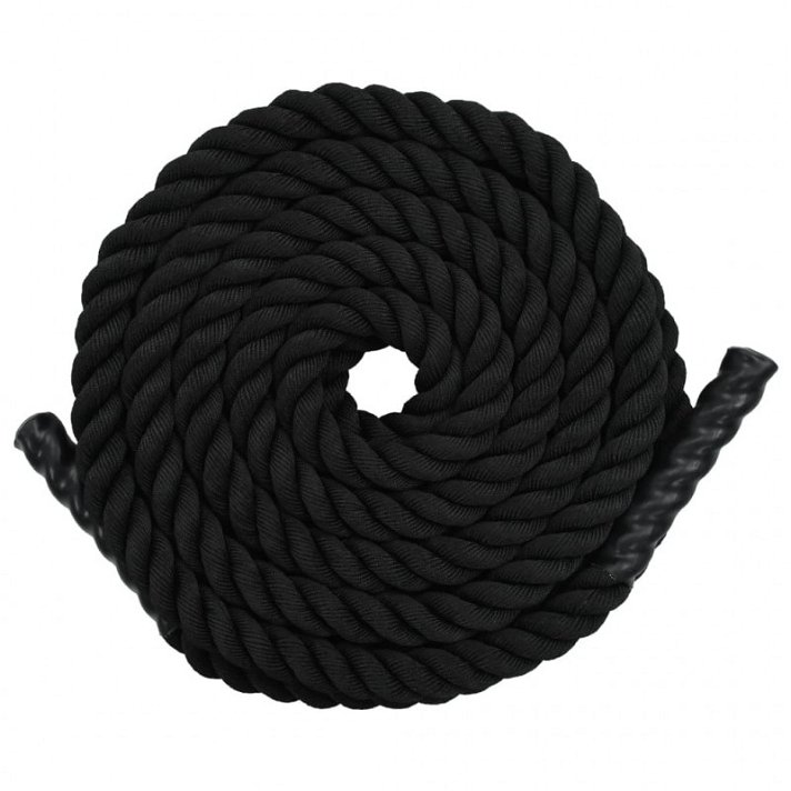Corde de fitness fabriquée en polyester tressé de 15 m de long et de couleur noire VidaXL