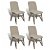 Cadeiras de jantar 4 unidades com tecido bege e madeira maciça de carvalho VIDA XL