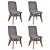 Cadeiras de jantar 4 pcs tecido cinza claro e madeira maciça de carvalho Vida XL