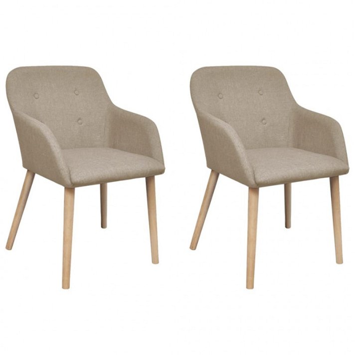 Pack de sillas de comedor de tela beige y madera Vida XL