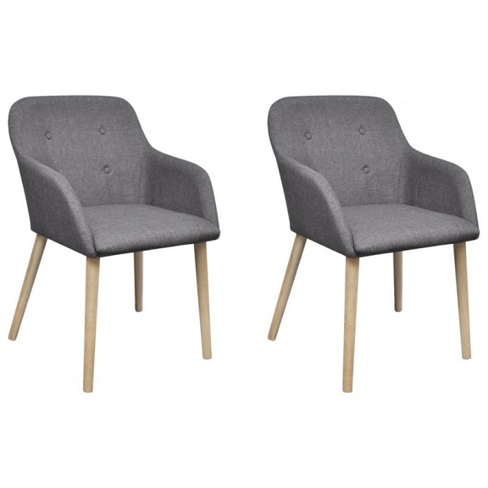 Pack de sillas de comedor de tela gris claro y madera Vida XL